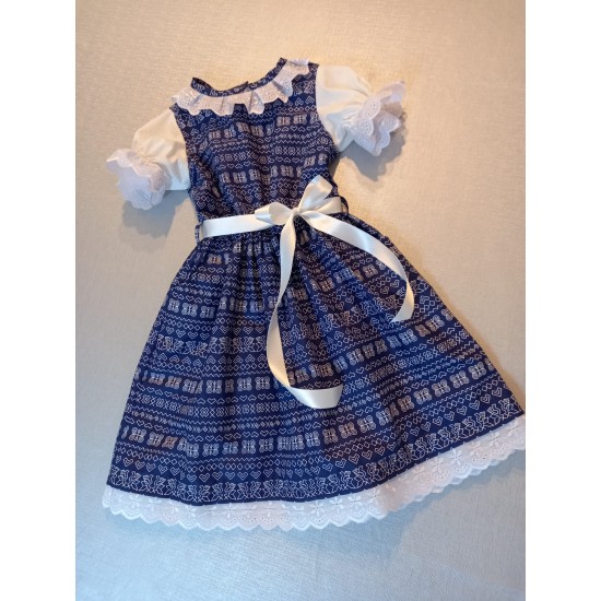 Dievčenské folklórne bavlnené šaty