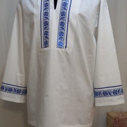 Pánska folklórna košeľa - ĽANOVÁ, BIELA